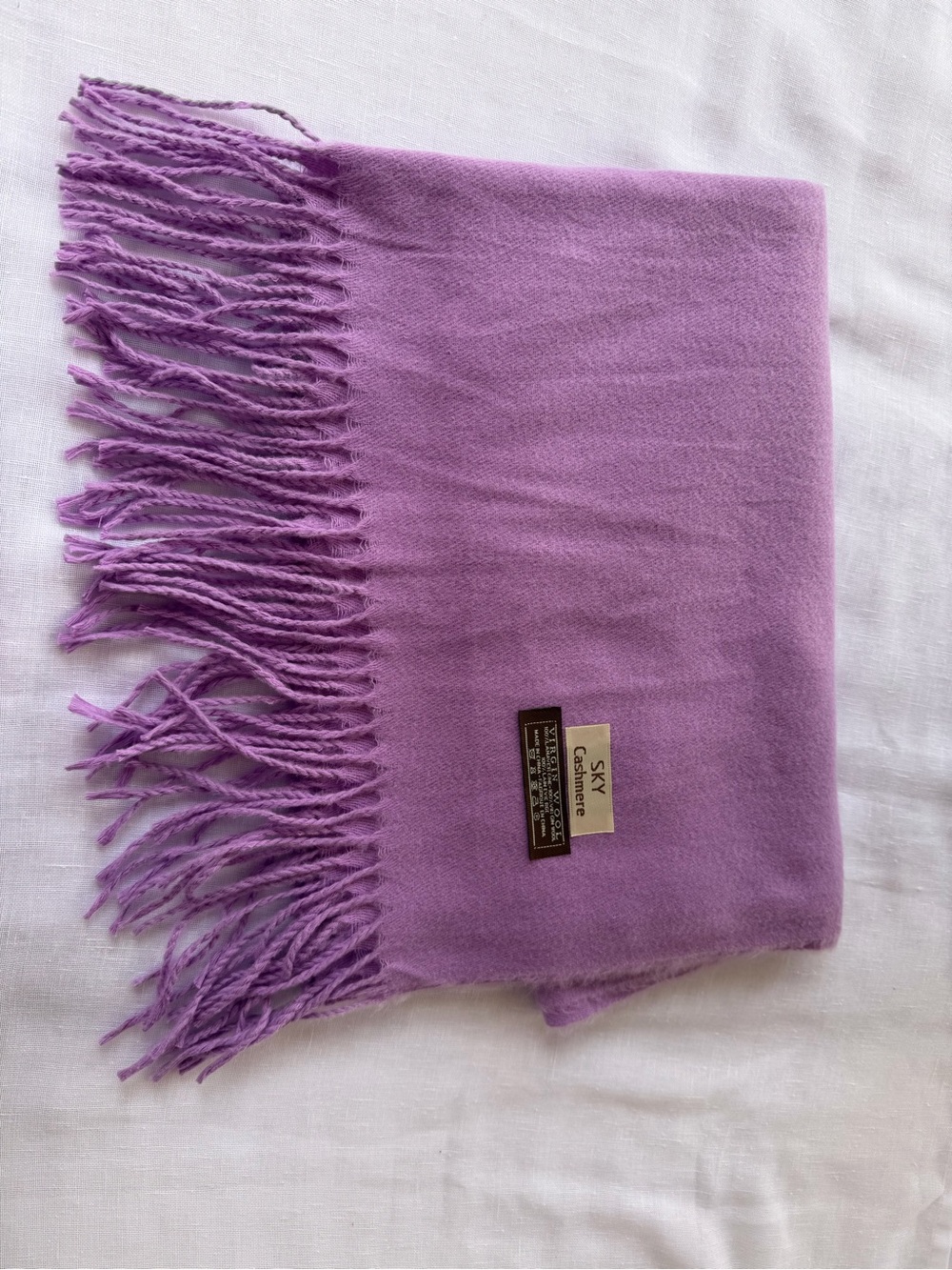 NEW SKY Cashmere Lavender Fringe Scarf